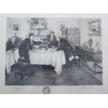A Victorian engraving after W Dendy Sadler of gentlemen drinking wine at the dinner table, signed
