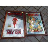 Two advertising mirrors comprising Martini Vino Vermouth and Beefeater London Dry Gin (2)