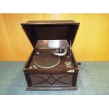 A HMV (His Masters Voice) mahogany cased gramophone