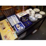 A good mixed lot of Royal commemorative ware, plated cruet set, six Royal Crystal Rock (RCR) wine