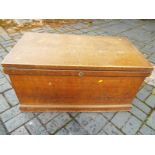 A pine linen chest with internal candle box, 51cm x 100cm x 53cm