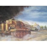 After David Pentland - A print entitled Counter Attack at Villers Bocage, 13th June 1944, issued in