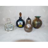 A collection of art glass to include Isle of Wight pear paperweight, Mtafra perfume bottle, vase
