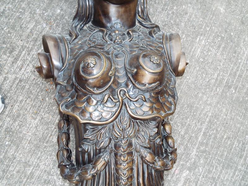 A hot cast bronze on copper pillar depicting an angel with winged helmet, - Image 8 of 10