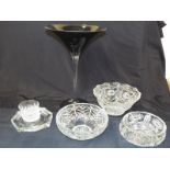 A good mixed lot of glassware to include an art glass vase in the form of a wine glass, crystal