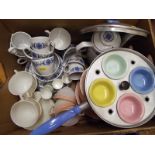A mixed lot of ceramics to include Alfred Meakin tableware included in the lot is an egg poacher