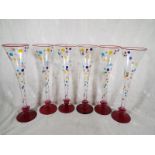 Six good quality art glass drinking glasses with a speckled pattern (6)