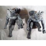 A pair of wall mounted Gargoyles, approximately 40 cm (h) - (2)