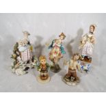 A collection of European figurines to include Geobel, Capodimonte and similar (5)