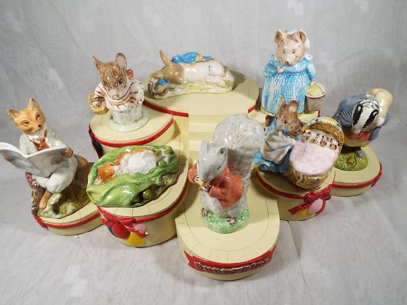 Eight Royal Albert / Beswick Beatrix Potter figurines comprising Timmy Tiptoes, Peter in the