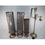 A collection of four vintage metal table lamps