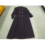 Lady's Fashion - A Viyella full length pure wool navy coat with gold detailed buttons, slip