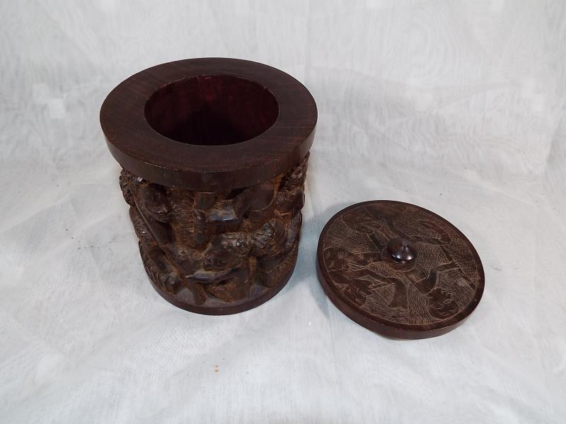 A wooden highly carved caddy 14cm (h) - Image 2 of 4