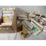 Approximately 350 Foreign and subject postcards to include comical, children, naval, greetings,