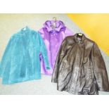 A lady's Beth Terrell genuine leather 3/4 length jacket, a Lakeland fine leather coat size 14 and a