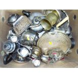 A large collection of silver plated tableware, tea pots, salvers,