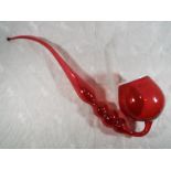 A cranberry glass Nailsea pipe - Est £30 - £50