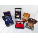 A collection of six collectable boxes to include musical kings piano,