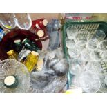 Two boxes containing predominantly glass ware to include drinking glass,