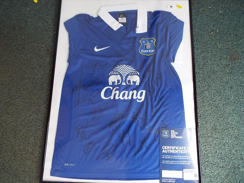 An Everton Football Club signed shirt, circa 2012, size M,