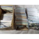 Approximately 450 early period UK topographical postcards to include animated street scenes trams