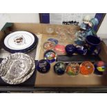 A mixed lot to include nine glass paperweight, liqueur glasses,