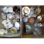 Two boxes containing ceramics, glassware,
