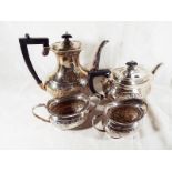A hallmarked silver tea / coffee service comprising four pieces, Sheffield assay 1975,