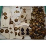 A large collection of brass buttons to include military, shipping lines, fire service, railway,