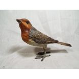 A good quality cold painted bronze in the form of a robin, 8.