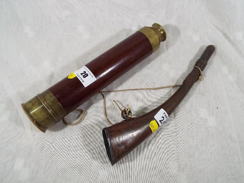 A late 19th / early 20th century brass and mahogany telescope,