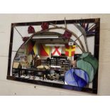 A good quality hand made Tiffany style wall mirror with floral detail 54cm x 75cm