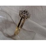 A lady's 9ct gold diamond cluster ring, size K, approximate weight 1.