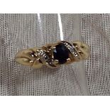 A lady's 9ct gold sapphire with diamonds cluster ring , size L, approximate weight 1.