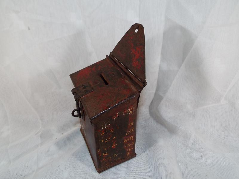 A Victorian tin plate wall hanging penny saving money box, - Image 2 of 4