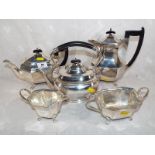 A plated tea / coffee service comprising 5 pieces with ebony handles