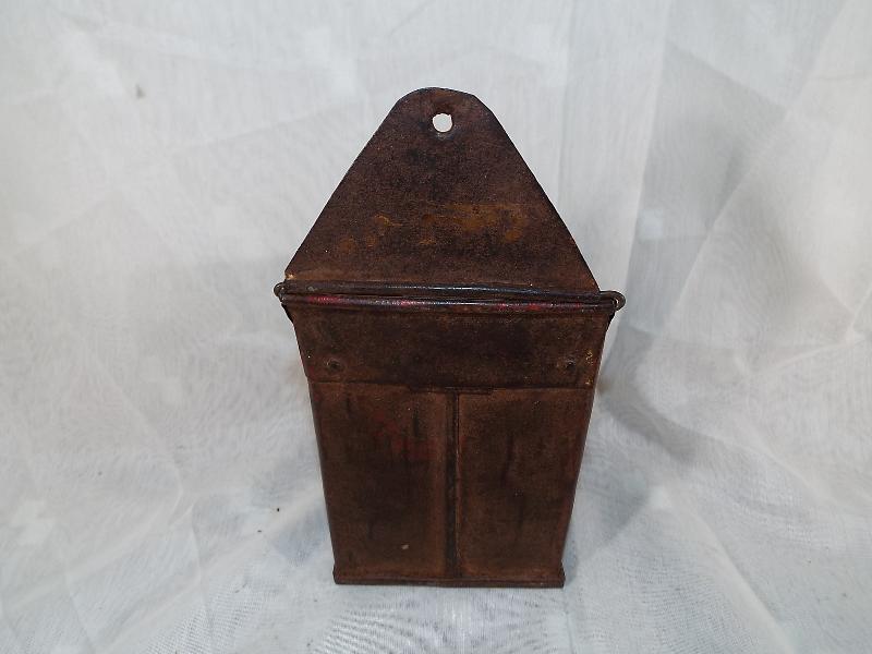 A Victorian tin plate wall hanging penny saving money box,