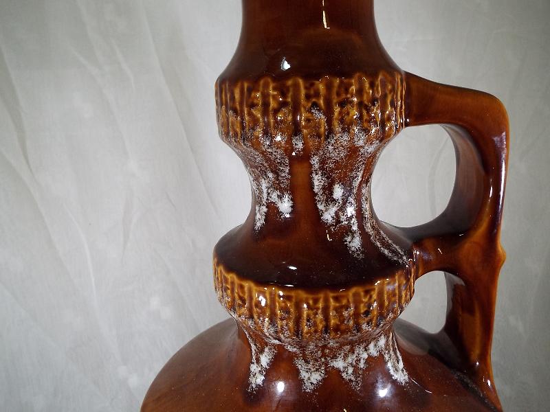 A large mid-century ceramic brown lava lamp with twin lighting and separate base approximately 69cm - Image 2 of 2