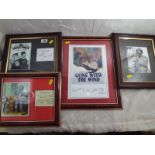 A collection of four movie and TV prints with signatures