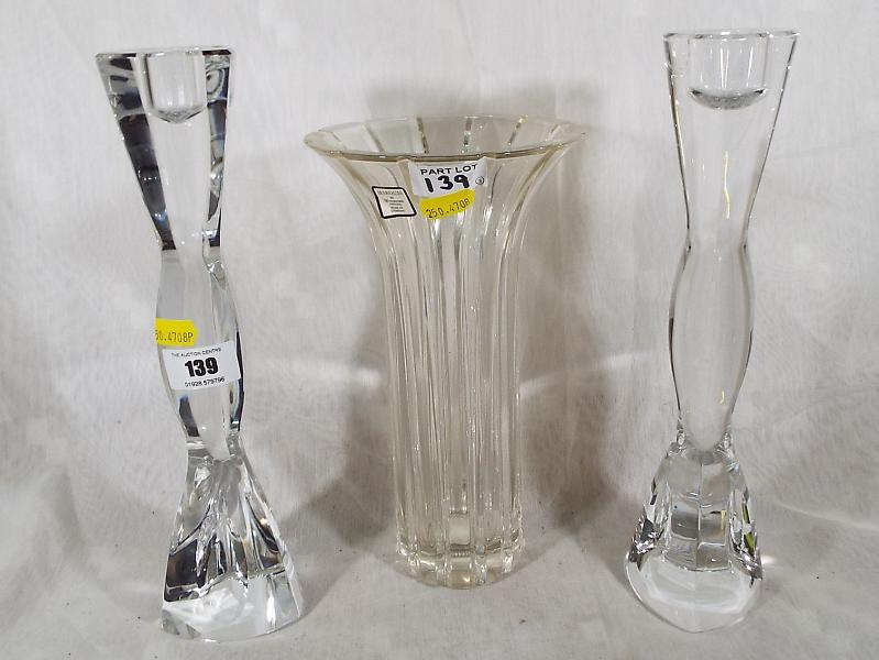 A pair of Waterford Crystal candlesticks,