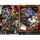 A large collection of modern costume jewellery, predominantly necklaces,