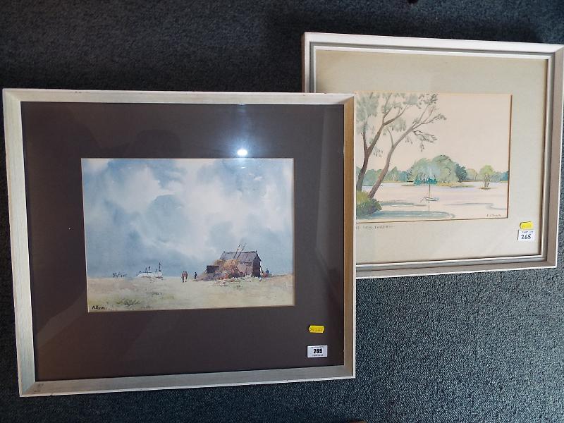 Audrey Penn - a watercolour depicting a coastal scene, signed lower left by the artist,