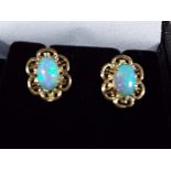 A pair of lady's 9ct gold opal earrings