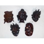Five Balinese / Indonesian wall masks
