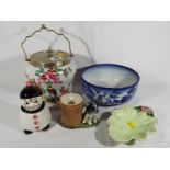 A mixed lot to include a Goebel Hummel lidded cruet pot in the form of a Pierrot, Hornsea, Sylvac,