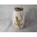 A Carlton Ware baluster vase decorated with a depiction of a salamander, studio trial piece,