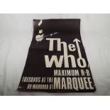 A poster featuring The Who, Maximum R & B, Tuesdays at the 90 Wardour St Marquee, 56.5cm x 38.