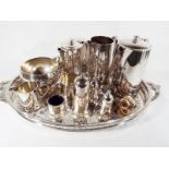 A good collection of quality plated wear to include salver, cruets,