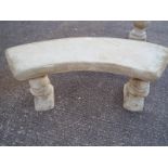 A reconstituted stone bench