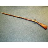 A 18th century flintlock musket with metal filled barrel marked Parkerfield & Co date unclear